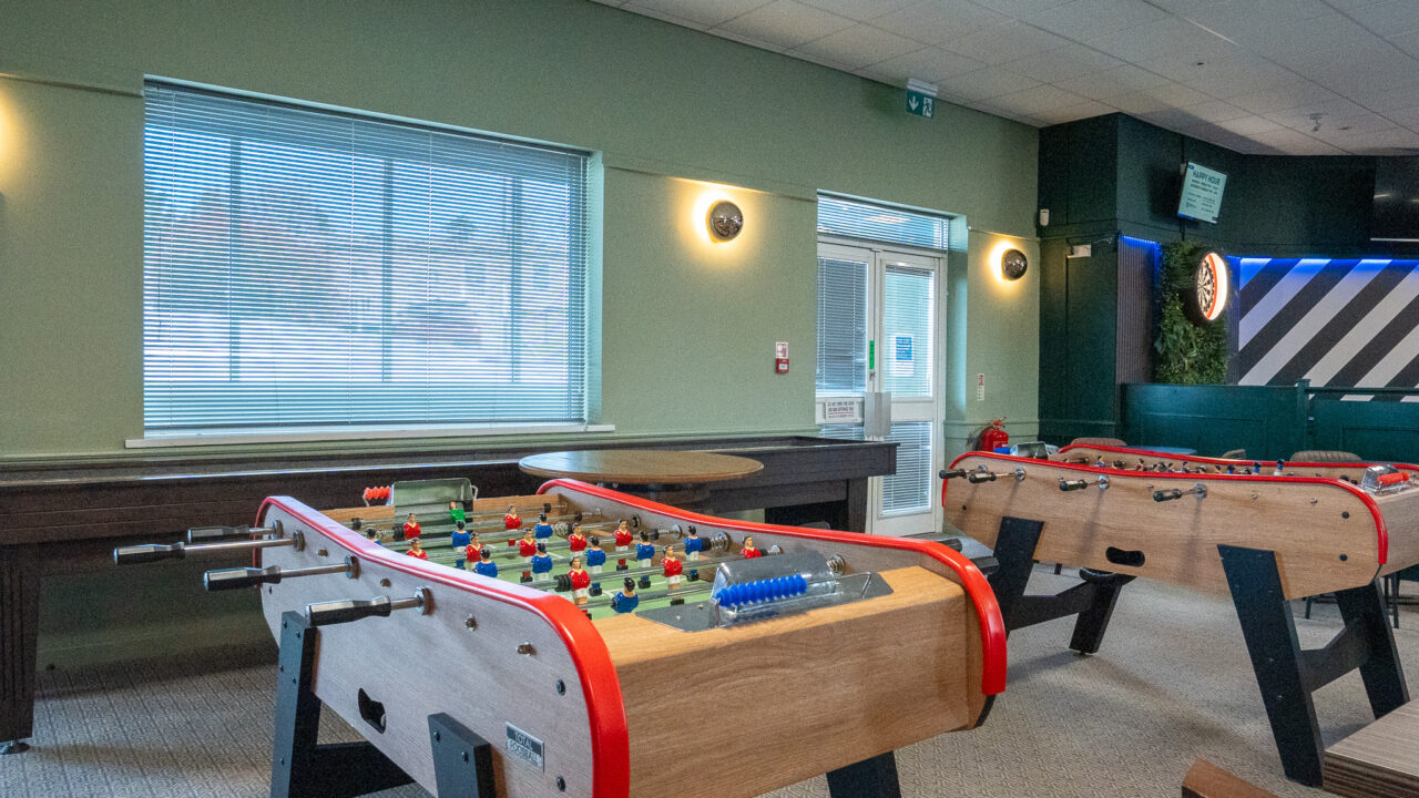 Table football and shuffle board in Saltwater Kitchen, Terrace & Bar