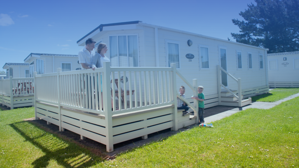 Family enjoying a caravan holiday