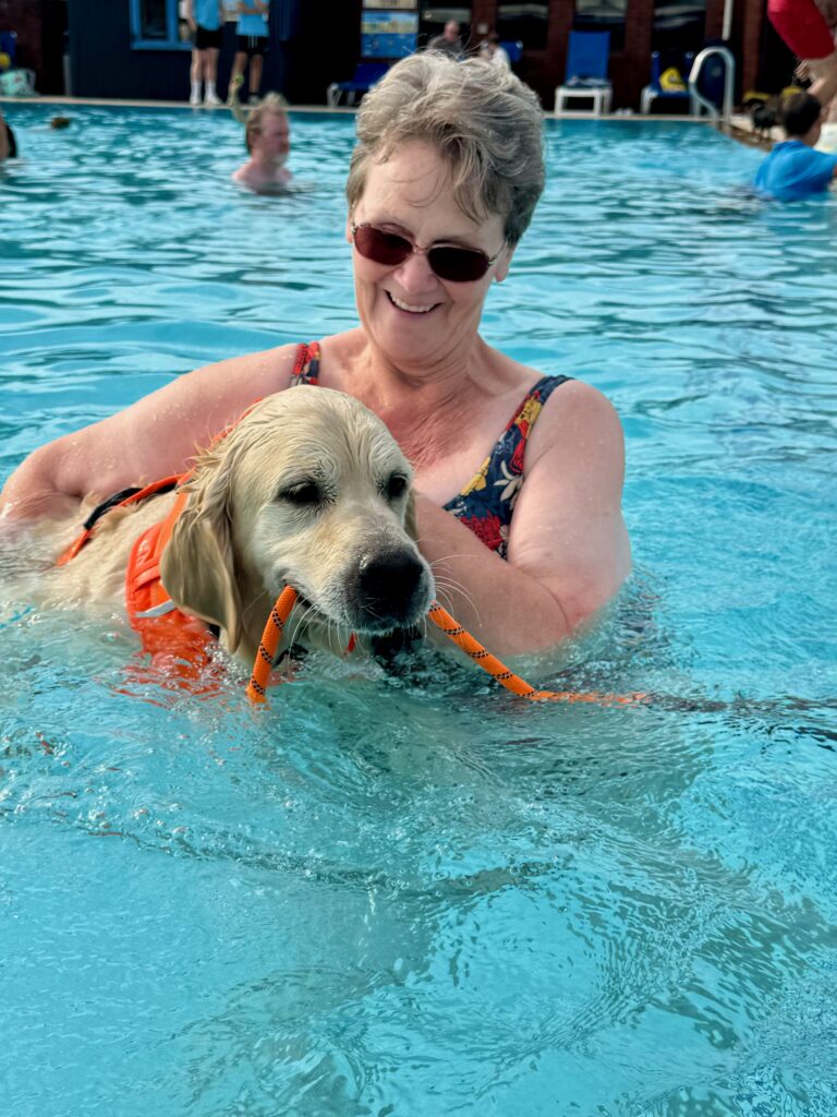 Dog Swim in lagoon outdoor pool