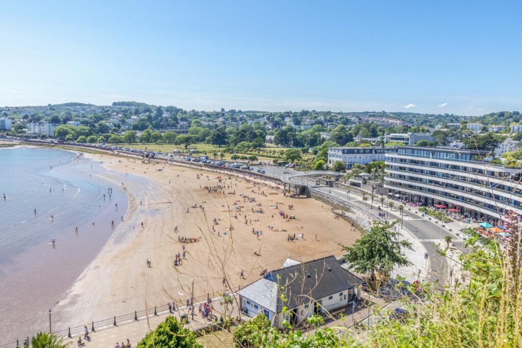 View from Rock Walk of Torre Abbey Sands in Torquay